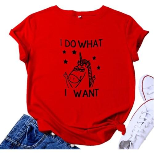 MK Women New Summer Cartoon Unicorn Print Cotton Round Collar Short-Sleeved Loose T-Shirt Plus Size S-5XL Pullover Tops Tees