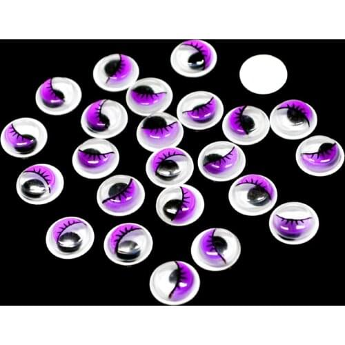 8/10/12/15mm 100pcs Moving Eyes Plastic Eyelash Eyes withou Self-adhesive for DIY doll accesscries Purple