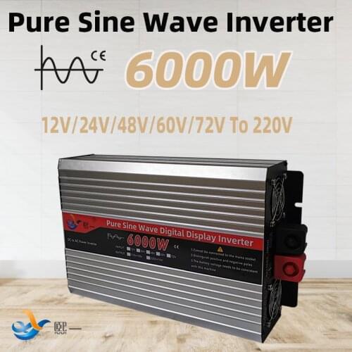 Pure Sine Wave Power Inverter DC 12V 24V 48V 60V 72V To AC 110V 220V Voltage 6000W Outdoor Car Inverter