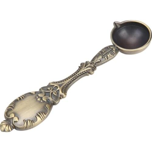 Fire Paint Sealing Wax Spoon Portable Retro DIY Delicate Metal Wood Handle Melting Firing Stamp Envelopes Greeting Cards