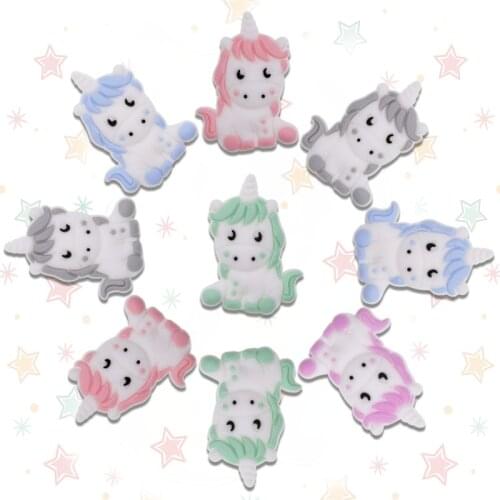 Kovict 10pc/Lot Mini New Cattle Silicone Beads Baby Dummy Cartoon Pacifier Toy Accessories