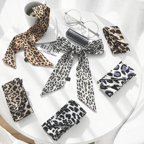 Leopard Print Chic Unique Lady Silk Chiffon Riband Scarves Bag Handbag Scarf Lengthen Ribbon Hair Band Wholesale Drop Shipping