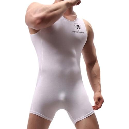 Modal Undershirts Sexy Men Seamless Bodysuits Shorts Sports Wresting Singlet Jumpsuits Slip Homme Sleepwear Underwear One-piece
