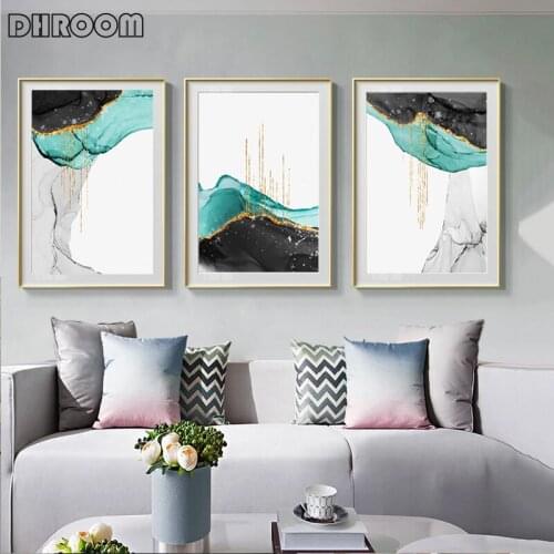 Nordic Abstract Ink Lines Poster Nordic Wall Art Canvas Golden Mountain Peaks Print Painting Modern Home Room Decoration Picture