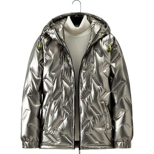 New Glossy Down Jacket Men Streetwear 2021 Brand Winter Down Coats Mens Warm Puffer Jacket High Street Male Outerwear Coat