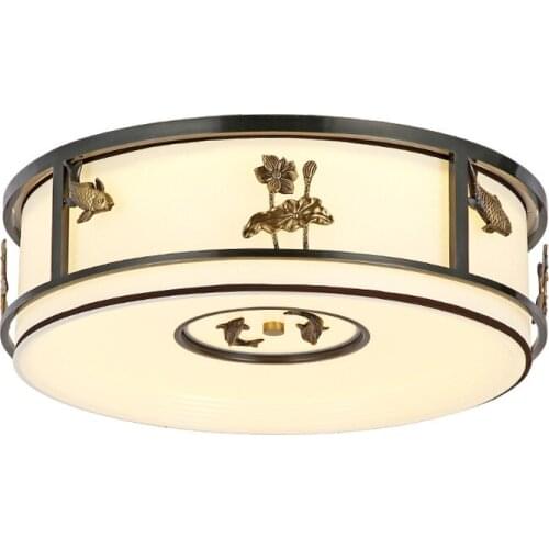 New Chinese copper ceiling lamp balcony light in the bedroom living room lamp simple modern acrylic lampshade lighting