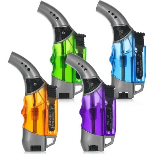 Wholesale Colorful Mini Windproof Torch Lighter Repeated Use Butane Gas Jet Flame Cigarette Lighter