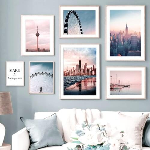 Paris New York City Landscape Poster Nordic Home Decoration Art Canvas Paintings For Living Room Bedroom Wall Pictures No Frame