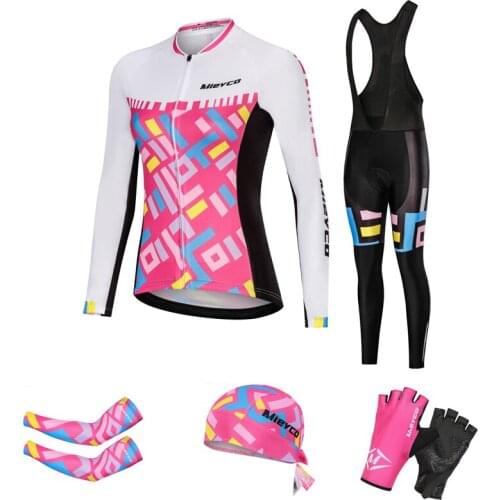Pro Cycling Clothing Long Sleeve Jersey Sets Tight Suit MTB Female Bicycle Jacket Kit Casual Wear Roupa De Ciclismo Feminina
