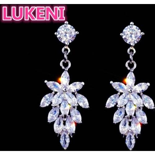 Korean earrings Simulated moissanite fashion tassel silver earrings wedding Party bearrings for women