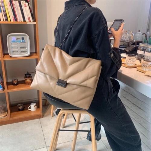 Big Chain Tote Women Shoulder Bag Fashion Large Capacity Messenger Bags for Women Solid Color Crossbody Bag Bolso hombro mujer