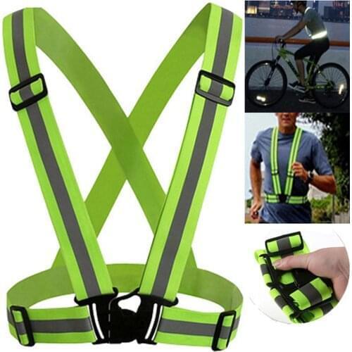 Mounchain Unisex Outdoor Cycling Safety Vest 70-98cm Bike Ribbon Bicycle Reflecing Elastic Harness for Night Riding