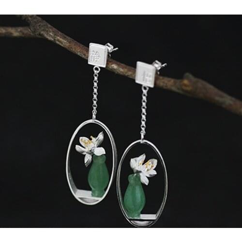 S.EAST SUN 925 Sterling Silver natural gem vase Earrings suitable for womens party fashion jewelry gift accessories