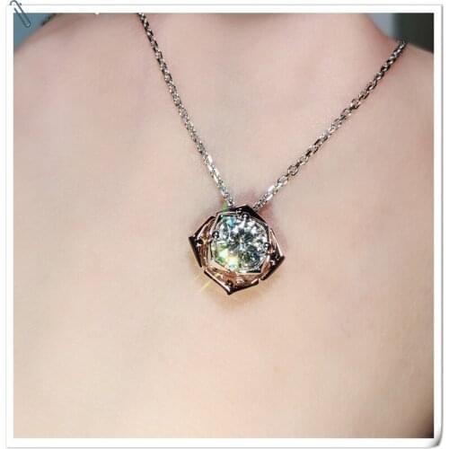 Romantic Crystal Rose Flower Pendant Women Necklace Jewelry Charming Lady 925 Silver Chain Necklaces Rose Gold Choker On Neck