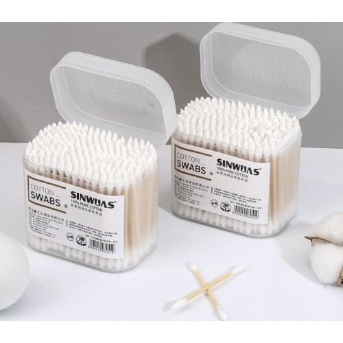 100/200Pcs Disposable Home Dual Heads Ear Cleaning Makeup Cotton Swabs Buds Cleaning Tools