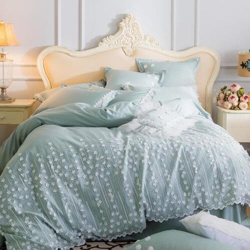 39 White Lace Princess Duvet Cover Set 4/7 Pieces Double Queen King Size Luxury Bedding Set Egyptian Cotton Bedsheet linen set