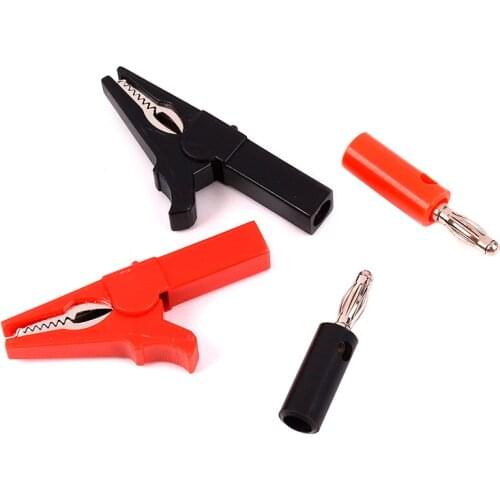 4pcs With 4mm Banana Plug Cable Clips 55mm Alligator Clip + Banana Plug Test Probe