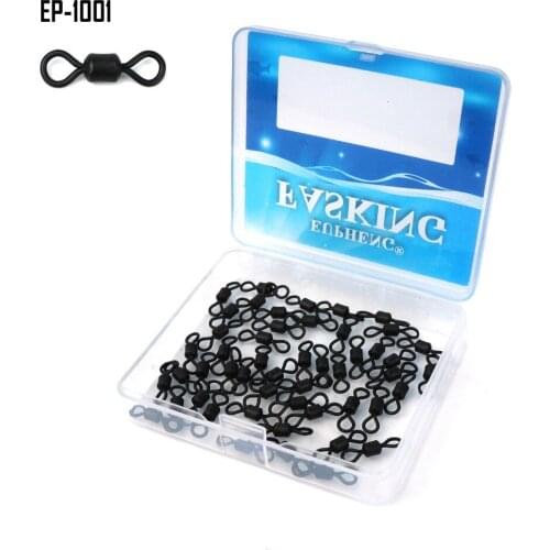 Eupheng 50pcs Matt Black Carp Fishing Rolling Swivel 3mm And 5mm