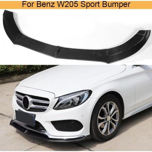 Car Front Bumper Lip Spoiler for Mercedes Benz C Class W205 Sport 2015 - 2017 Front Bumper Lip Chin Spoiler Apron Carbon Fiber