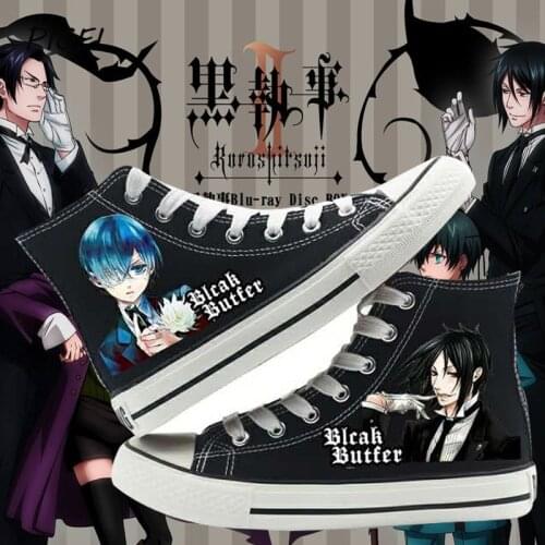 Anime Black Butler Sebastian Michaelis Cosplay High Platform Canvas Shoes Women and Mens Casual Comfortable Lace Sports Shoes