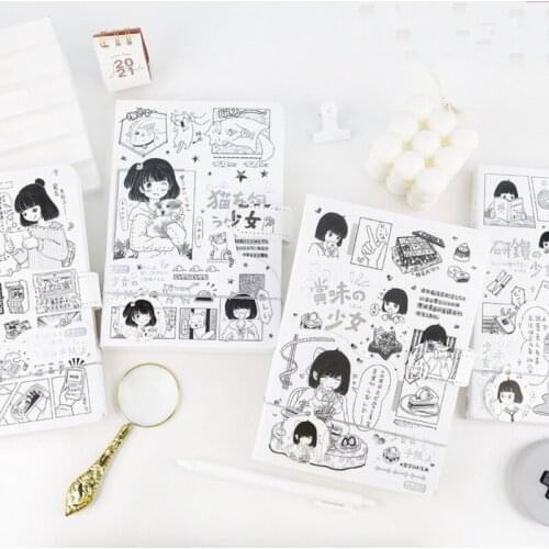 Lovely Notebook Cartoon Grid Journal Diary Planner Agenda School Diary Student Kid Gift Work Accessory With Magnetic Lock