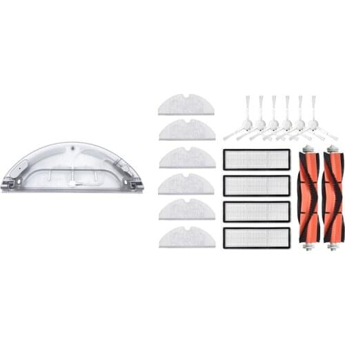 EAS-1Pcs For Mijia 1C Replacement Electrically Controlled Water Tank & 1 Set Main Brush Side Brush Hepa Filters Kit
