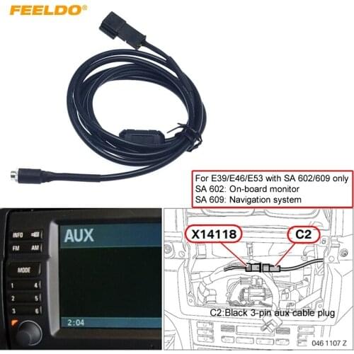 FEELDO 10Pcs 3.5mm Female Connector To 3-Pin AUX Connector Wiring Harness For BMW E39/E46/E53 With Navigation System(SA 602/609)