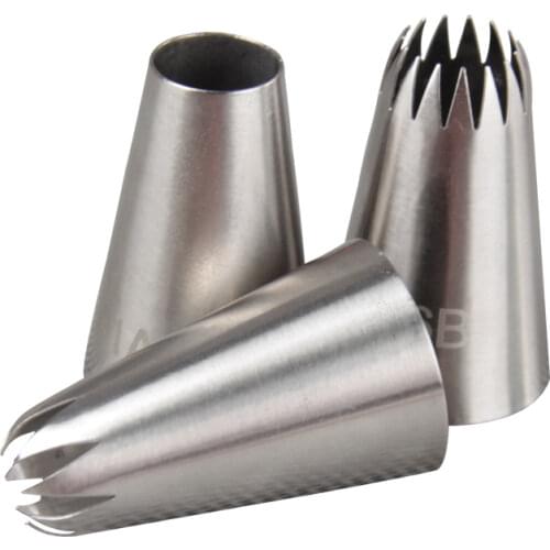 3 Pcs/set Icing Piping Pastry Nozzle Tips Baking Tools Cream Cake Decorating Set Stainless Steel Nozzles Cupcake