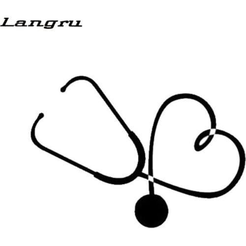 Langru 16*11.3CM Car Sticker On The Heart Of A Nurse Doctor Stethoscope Love Stylish Vinyl Decal Car Accessories Jdm