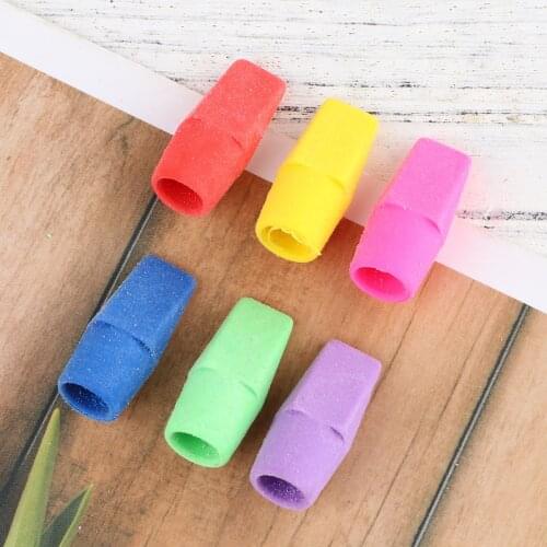 100PCS Pencil Eraser Colorful Cap Erasers Students Stationery Gifts (Random Color)