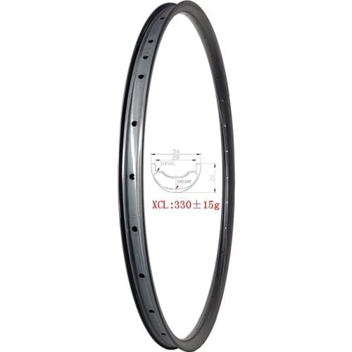 LIGHT 330g 29er MTB XC 34mm width tubeless clincher carbon rim UD 3K 12K matte glossy 29inch wheel 24H 28H 32H all mountain bike