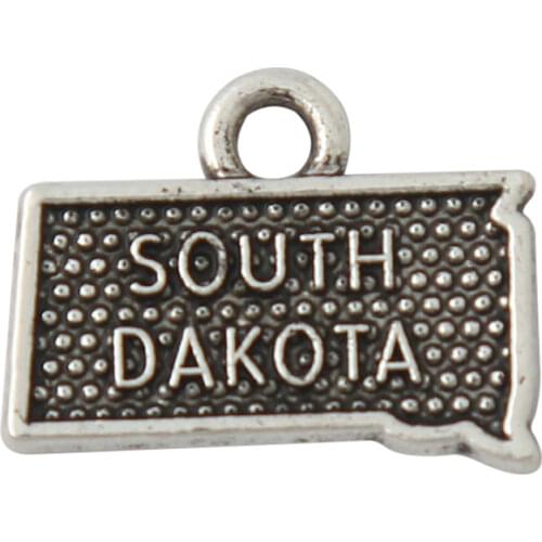 RAINXTAR Fashion Vintage Alloy South Dakota State Map Charms 11*16mm 50pcs AAC803