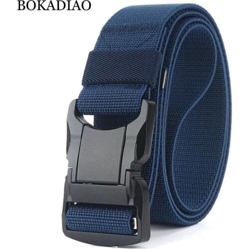 BOKADIAO Military Combat Stretch elastic nylon Belt Aluminum buckle Tactical Belts for men Outdoor Training Waistband male strap