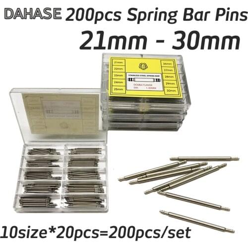 200PCS Watch Repair Tool Kit Watch band Pin Spring Bar Release Pins 21 22 23 24 25 26 27 28 29 30 31mm 200PC Spring Pins