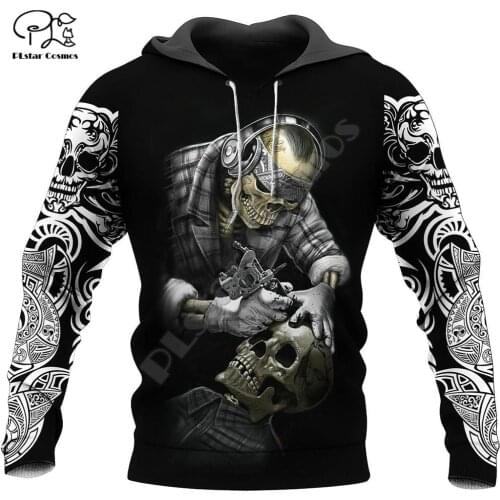 PLstar Cosmos 3DPrint New Fashion Skull Retro Classic Tattoos Unisex Harajuku Streetwear Funny Hoodies/Sweatshirt/Jacket/-a4
