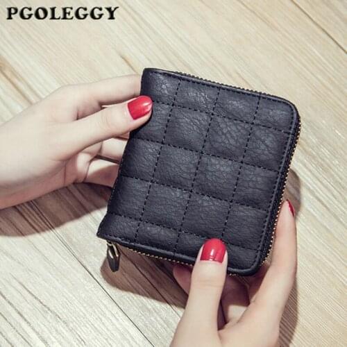 New Fashion Women Wallets PU Leather Wallet Female Plaid Card Holder Small Zipper Coin Purse Cartera Mujer Luxury Wallet