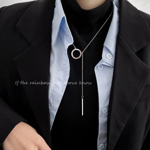 Grunge Long Stainless Steel Round Necklace womens Harajuku Punk Vintage Dainty Emo Sweater Chain Goth Fashion Kolye Jewelry 2021