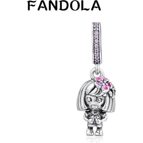 Fits Pandora Charms Bracelet Chinese Flower Girl Charm 100% 925 Sterling Silver Original Europe Beads DIY Jewelry 2019 Summer