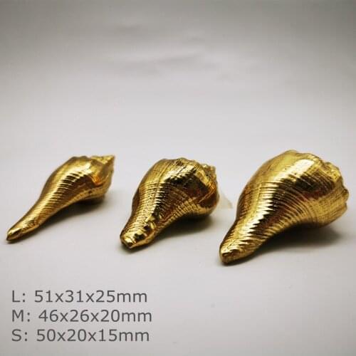 1PC INS Conch Shaped Handles Solid Brass Drawer Cabinet Door Shoes Cabinet Knob Gold Diy Decoration Pulls Furniture Handle