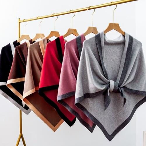 Women Winter Warm Wraps Shawl Solid Female Poncho 180cm*80cm Triangle Large Shawls Pashimina Ladys Warm Poncho Shawl Scarf