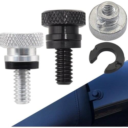 1/4" Thread Knurled Head Screws Cap Seat Quick Mount Bolts for Harley Touring Softail Dyna Sportster XL 883 1200 Black Chrome