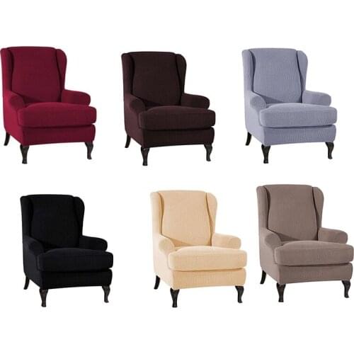 Wingback Sloping Arm King Back Chair Cover Elastic Armchair Wing Sofa Back Chair Cover Stretch Protector Slip Cover Protector