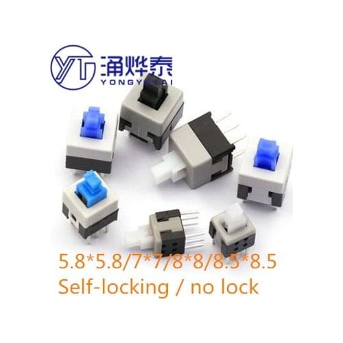 YYT 20PCS high quality Self-locking/not self-locking switch 5.8*5.8 7*7 8*8 8.5X8.5MM button switch 6PIN