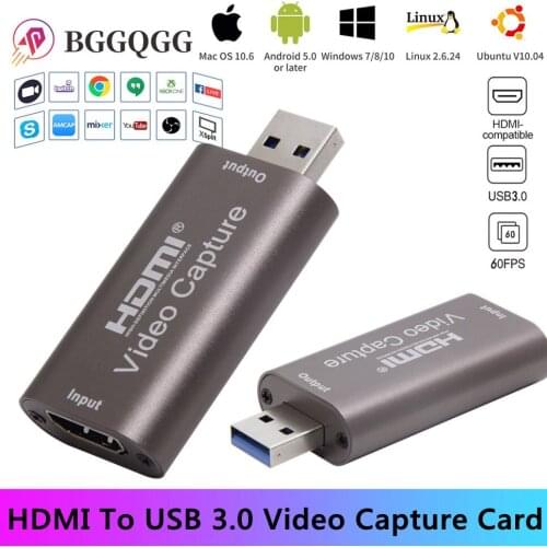 GRWIBEOU 4K Video Capture Card USB 3.0 HDMI Video Grabber Record Box for PS4 Game DVD Camcorder Camera Recording Live Streaming