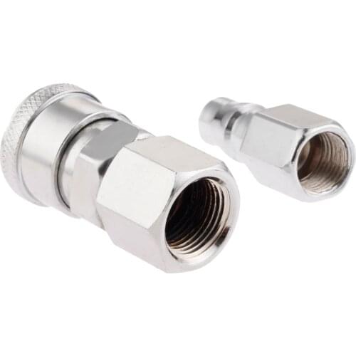 2Pcs Iron Pneumatic Fittings Euro Air Line Hose Compressor Connector Quick Release 1/4"BSP Female Coupler Fittings SF20 PF20