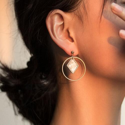New Statement Fashion Korean Big Hoop Dangle Earrings Irregular Geometric Earrings for Women Jewelry Acrylic Party Gifts