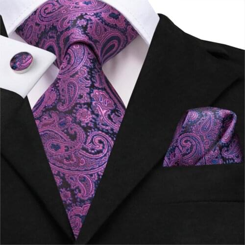 SN-3192 100% Silk Mens Tie Paisley Jacquard Neck Tie For Men Violet Solid Men tie Flower Purple Neckties Corbatas Hi-Tie