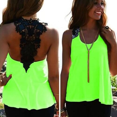 U-neck Sleeveless Vest Lace Camisole Fashion Chiffon Tops Summer Beach Camisole