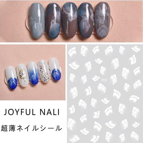1Sheet White Nail Art Sticker Ocean Shell Mountain Design Self-Adhesive 3D Decals For Nail Art Decoration Manicure Sticker Decal