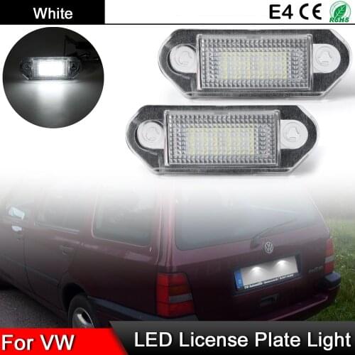 1 Pair For VW Golf MK3 Vento Jetta GOL For Skoda Octavia White LED License Plate Light Number Plate Lamp